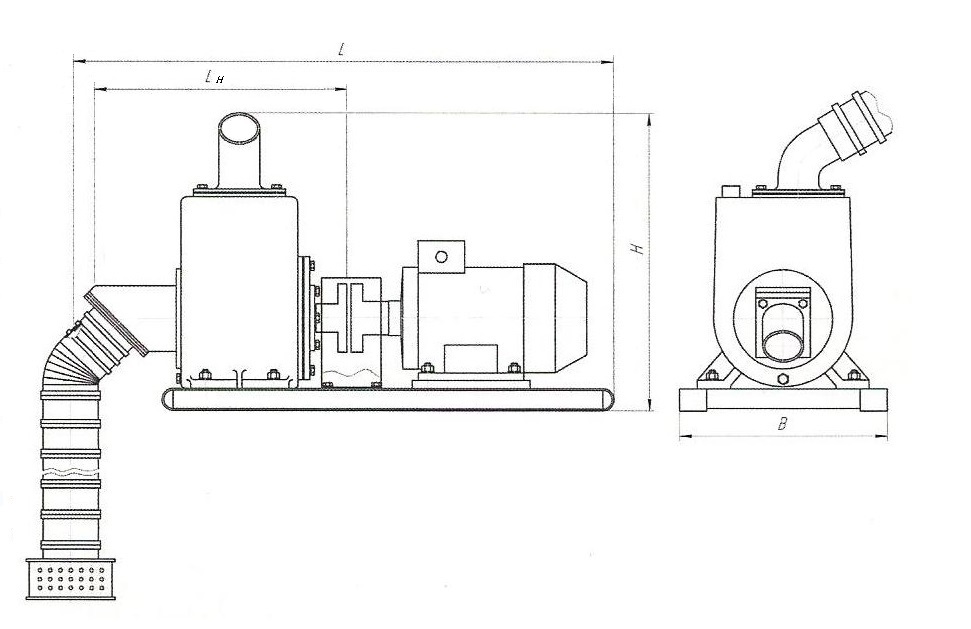 Насосы АНС без шланга с двигателем - размеры и схема
